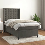 Giroletto a Molle con Materasso Grigio Scuro 90x200 cm Vellutocod mxl 122684