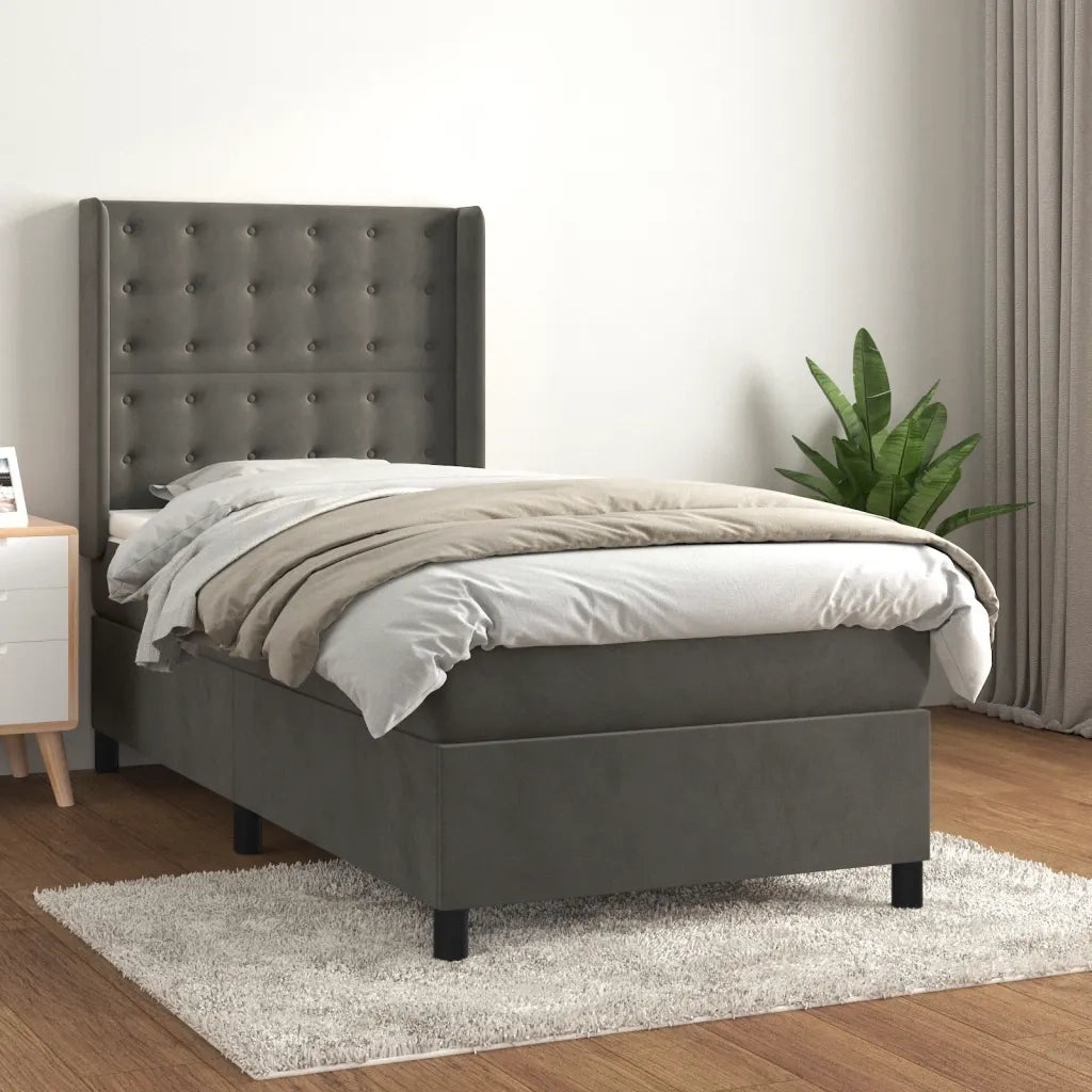 Giroletto a Molle con Materasso Grigio Scuro 90x200 cm Vellutocod mxl 122684