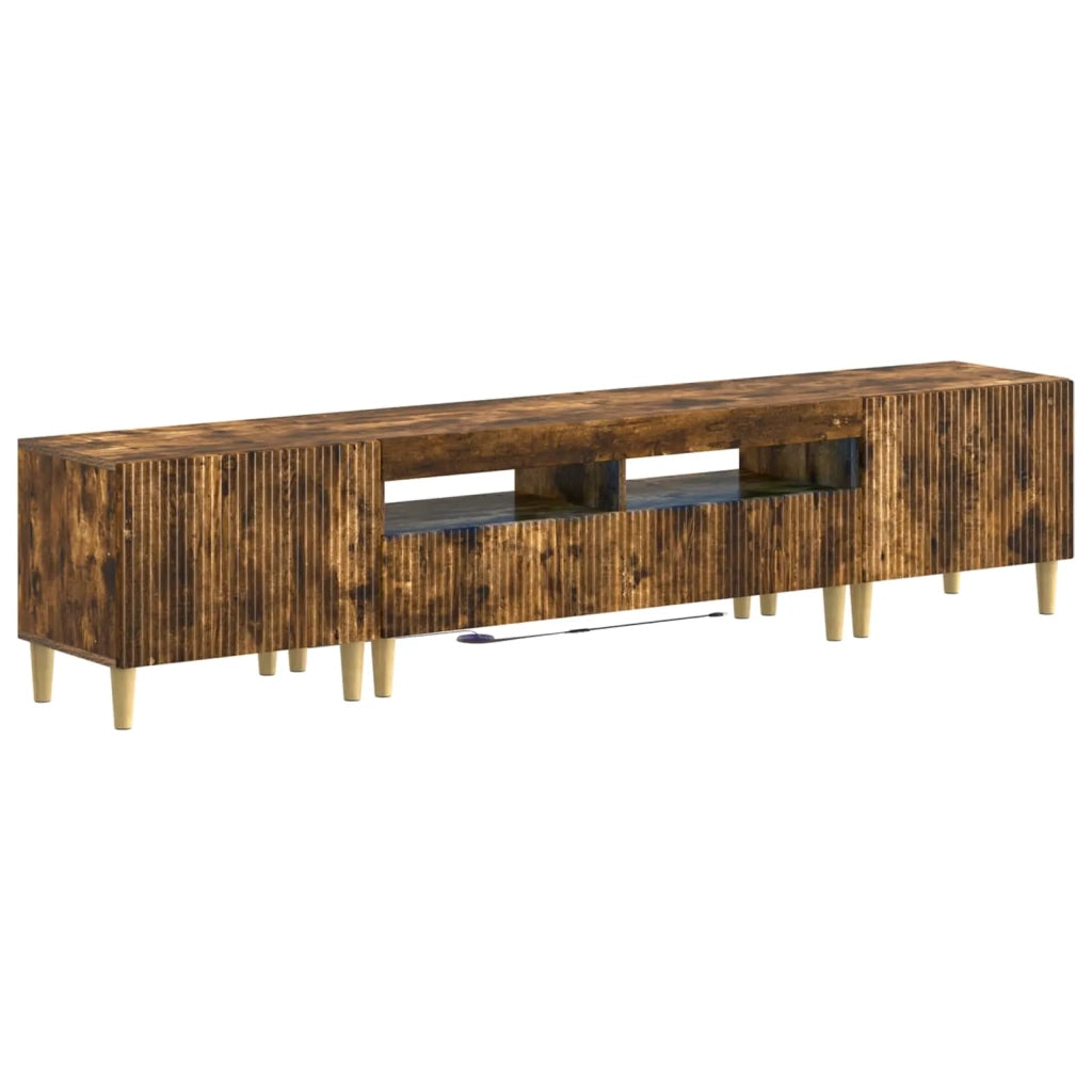 Mobile TV LED a 5 pezzi ARNHEM Rovere Fumo Legno ingegnerizzato 3416602