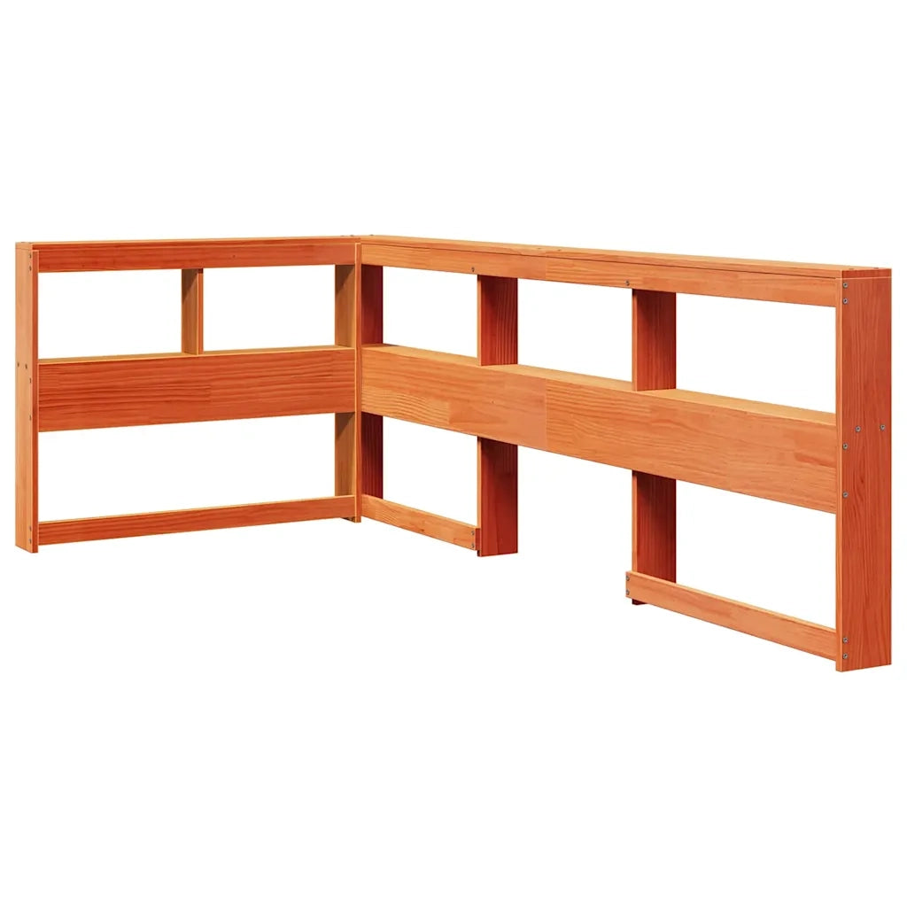 Testiera Libreria a L Marrone Cera 80 cm Legno Massello di Pino