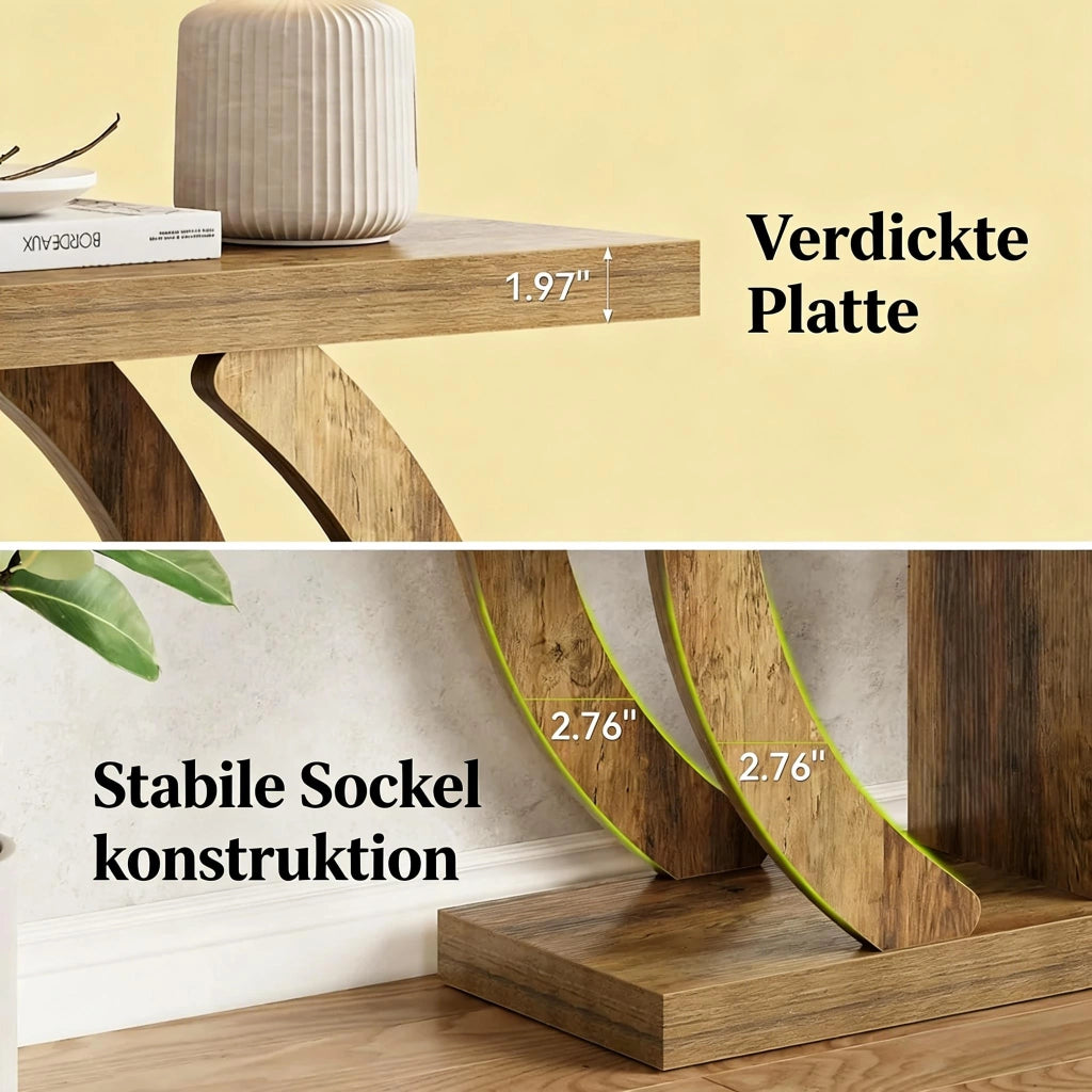 Consolle salvaspazio a 4 livelli con 4 ripiani in legno, stile rustico, per ingresso e soggiorno, marrone, 108 cm