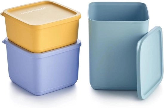 Contenitori quadrati riutilizzabili per la conservazione alimentare - conserva il tuo cibo fresco - facile da accumulare - contenitore da picnic portatile - chiusura ermetica - ideale per l'organizzazione della cucina