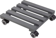 Rotolatore per piante 300 x 300 mm - Capacità di carico 60 kg - Piattaforma di pino - Grigio - Ruote TPE con 2 serrature/rotolatore per interni/rotolatore per fiori/Aiuto per piante
