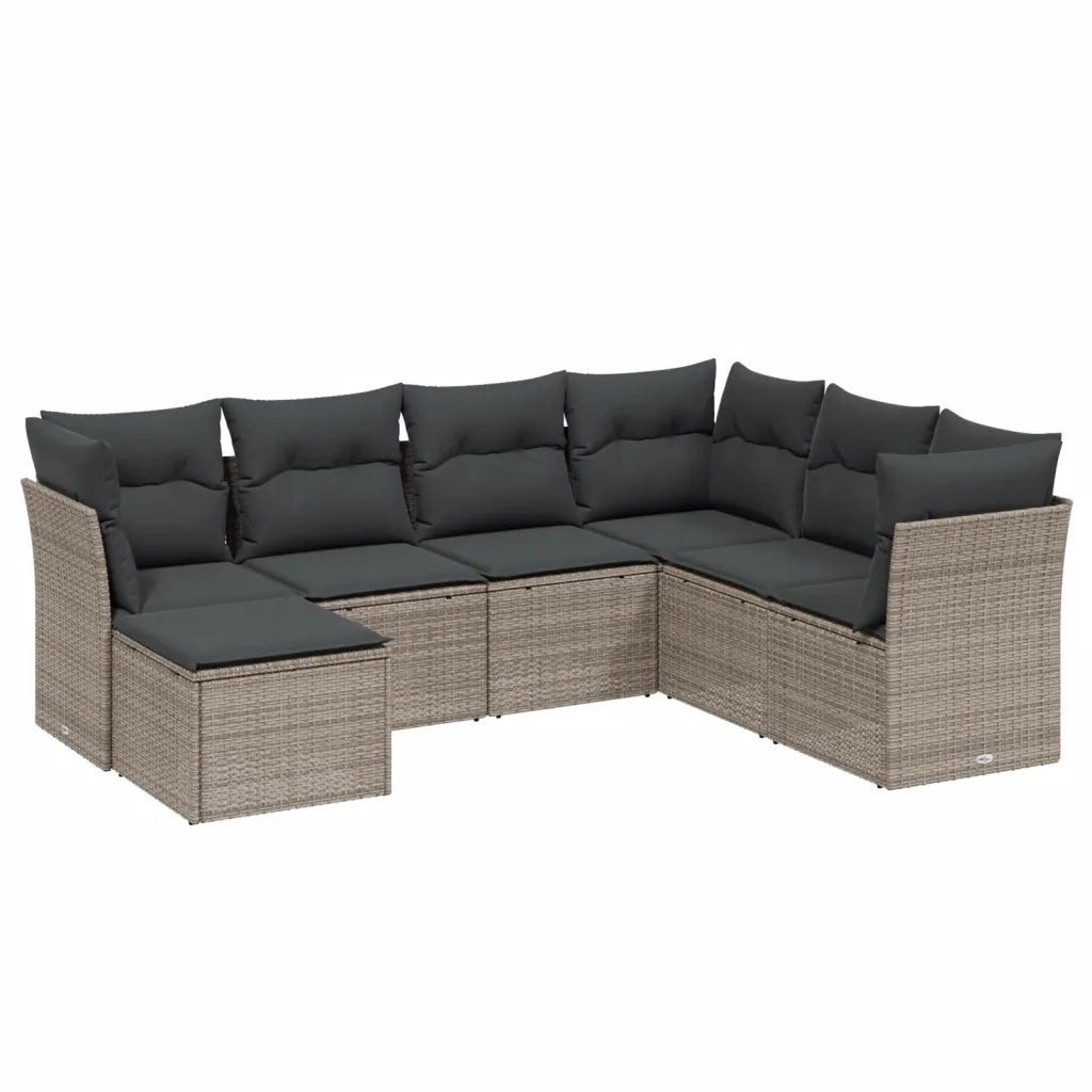 Set Divani da Giardino 7pz con Cuscini Grigio Chiaro Polyrattan 3263218
