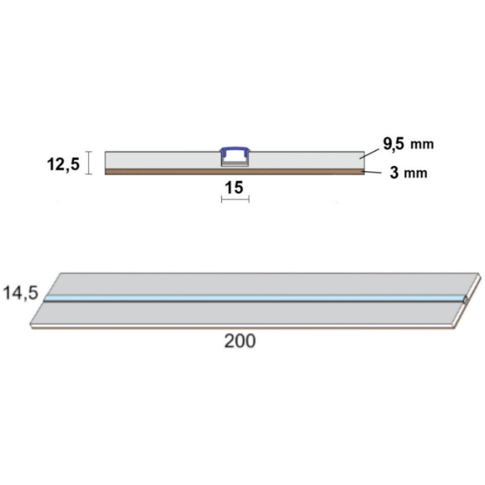 Semilavorato cartongesso fibra alluminio led 14,5x200 cm 15 pezzi 30 m lineari
