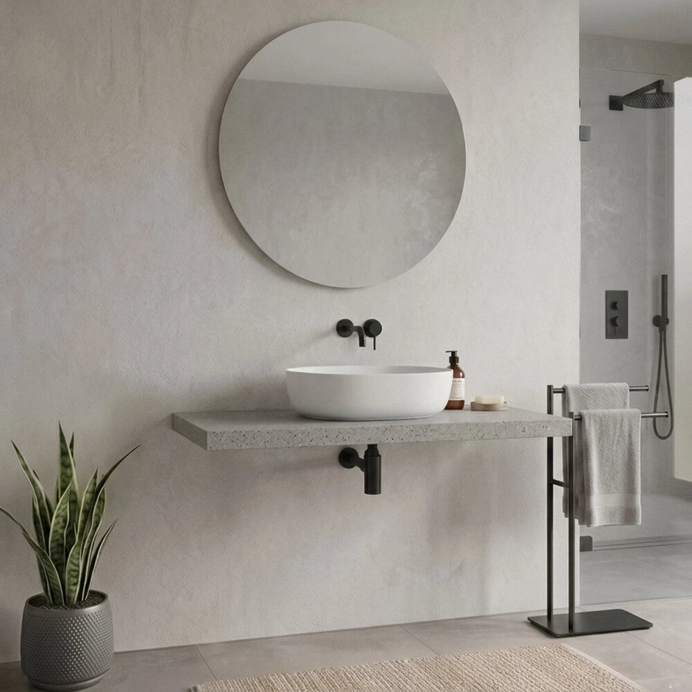 Mensolone bagno 120 cm in legno effetto pietra Levia