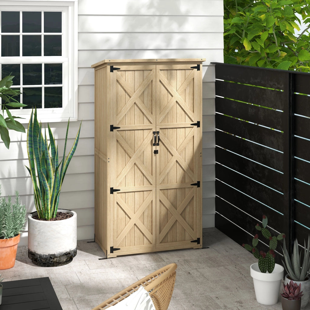 Armadio da giardino per attrezzi ¨C zephmum ¨C legno pino 90x54.5x168.5 cm