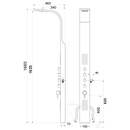 PARETE ATTREZZATA MULTIFUNZIONE MOD. DANUBIO- Nero- METAF- pezzi 1