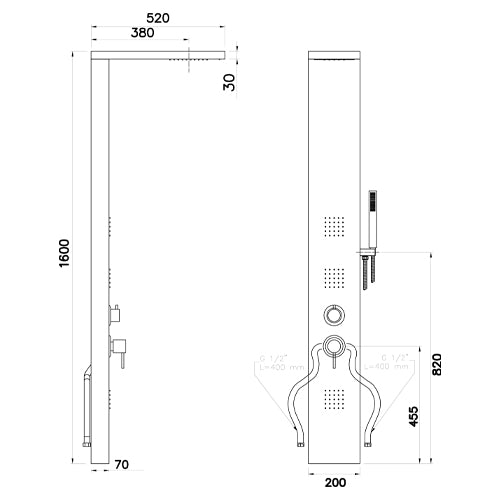 PARETE ATTREZZATA MULTIFUNZIONE MOD. MANHATTAN- Cromo satinato- METAF- pezzi 1