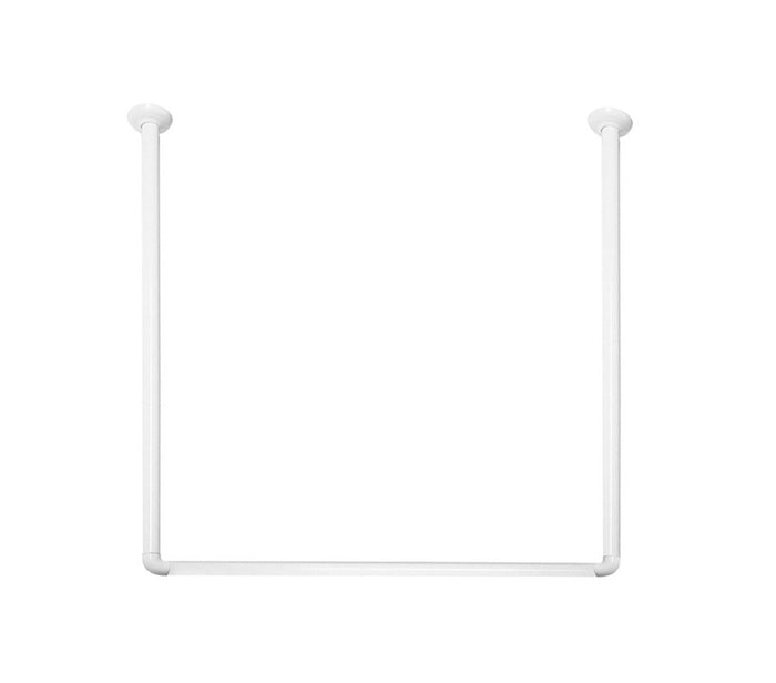 BASTONE PER TENDA DOCCIA DOCCIA 3 LATI IN ALLUMINIO BIANCO- Bianco 80x80x80 cm- SPIRE- pezzi 1