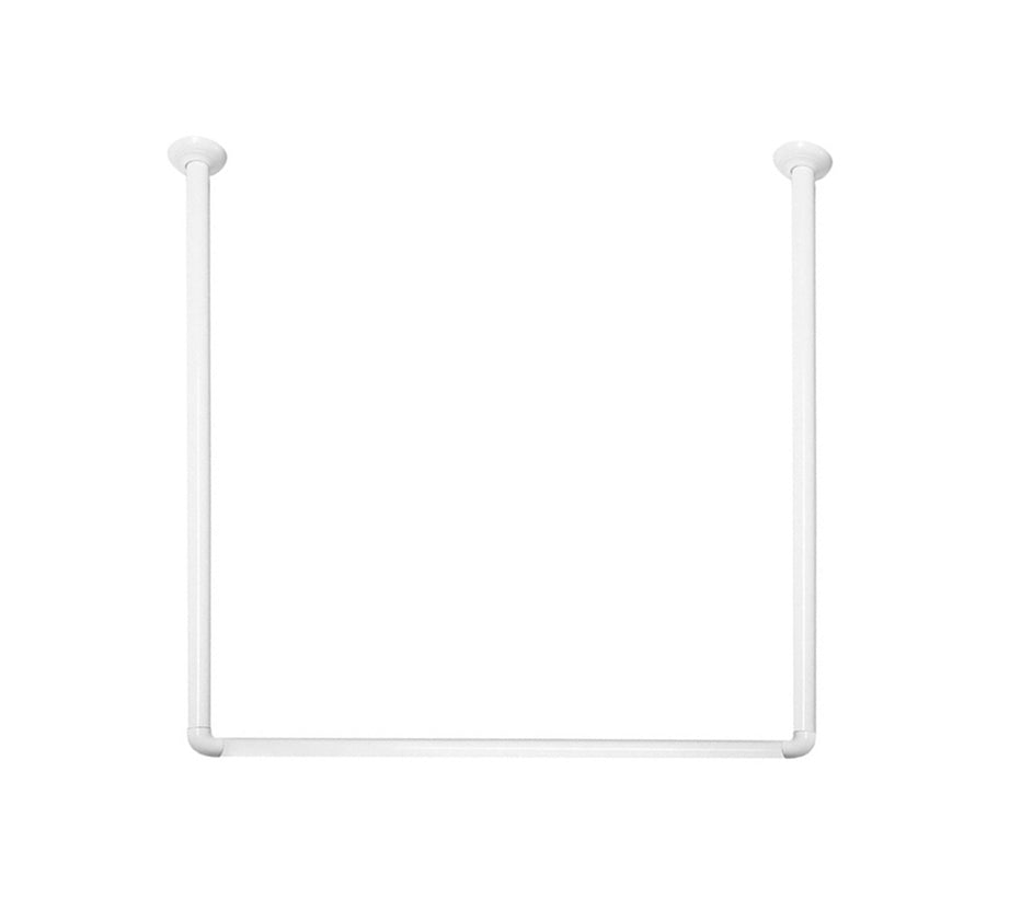 BASTONE PER TENDA DOCCIA DOCCIA 3 LATI IN ALLUMINIO BIANCO- Bianco 80x80x80 cm- SPIRE- pezzi 1