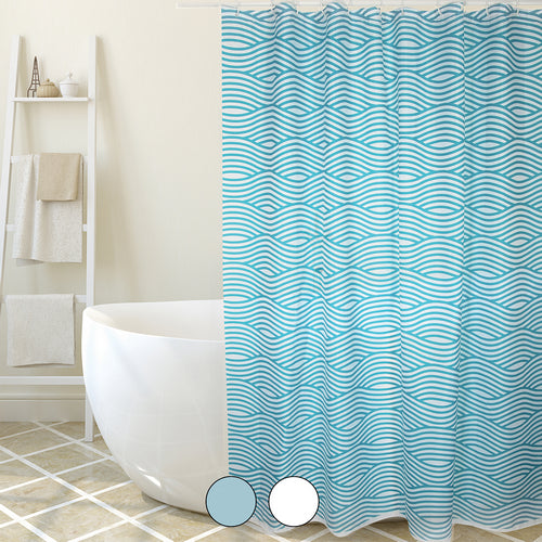 TENDA PER DOCCIA IN TESSUTO POLIESTERE WAVE- cm 180x200 Turchese- SPIRE- pezzi 1