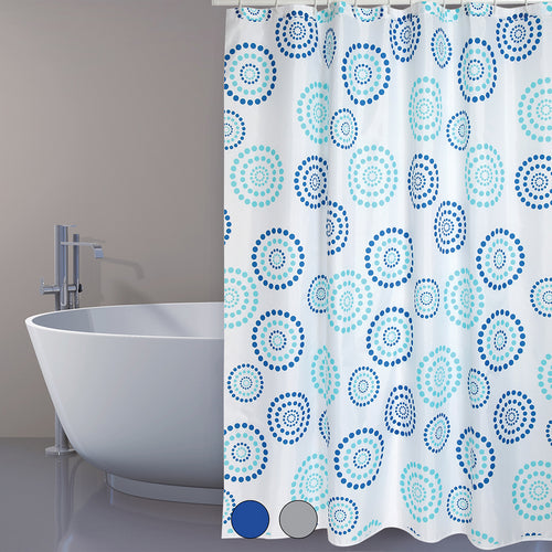 TENDA PER DOCCIA IN TESSUTO POLIESTERE DOTS- cm 180x200 Blu- SPIRE- pezzi 1