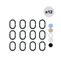 12 PZ ANELLI PER TENDA DOCCIA IN POLIPROPILENE- Neri- SPIRE- pezzi 1