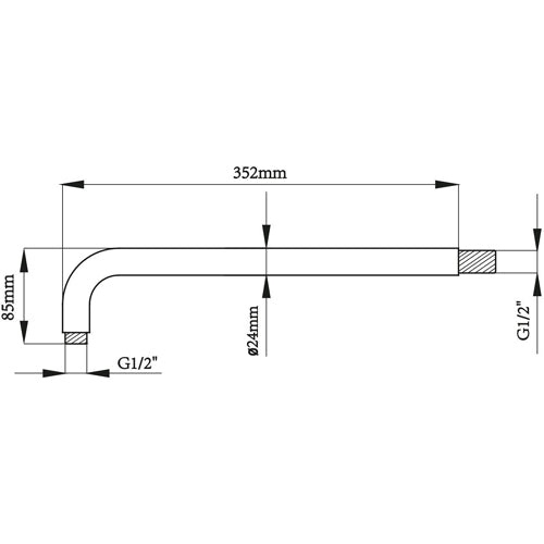 BRACCIO DOCCIA TONDO IN OTTONE CM 35 X D. 2,4- cm 35 x D. 2,4- DH- pezzi 1