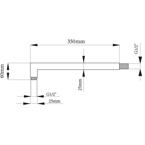 BRACCIO DOCCIA TONDO IN OTTONE CM 35 X D. 2,5- cm 35 x D. 2,5- DH- pezzi 1