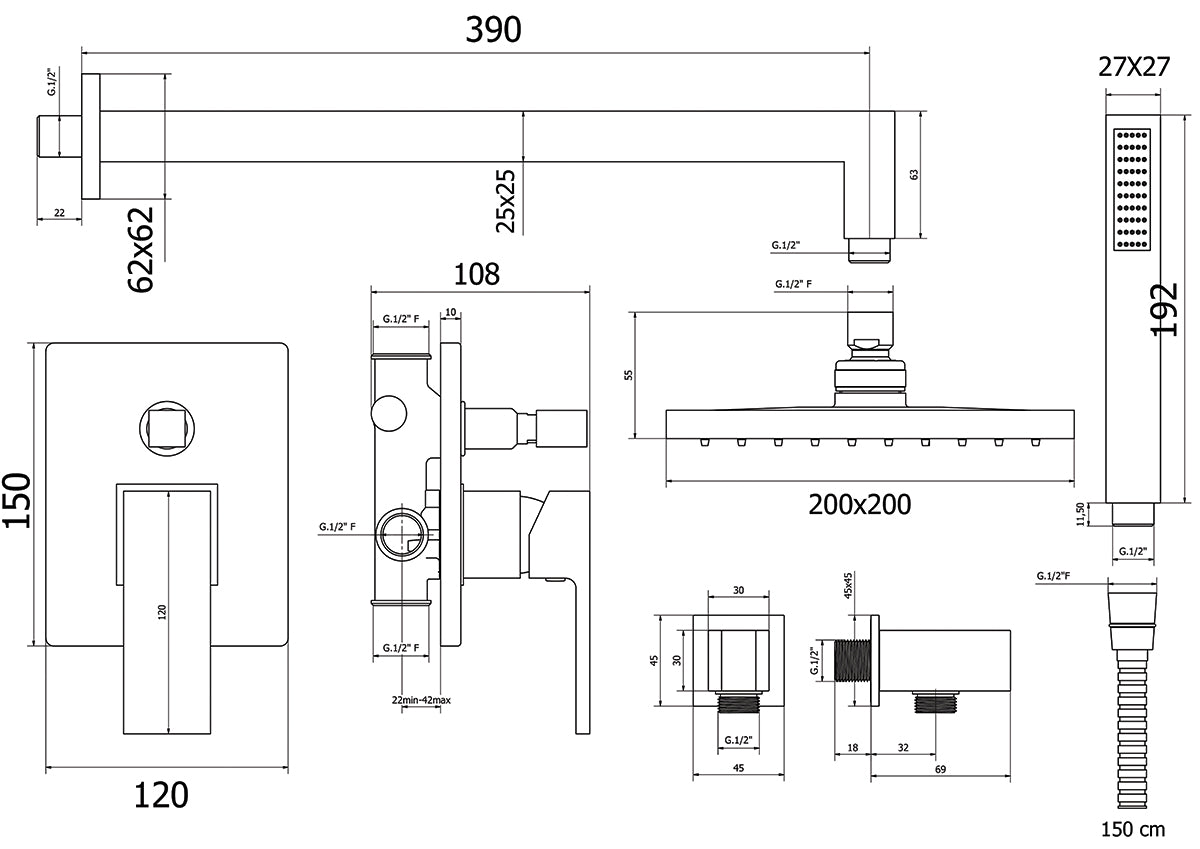 KIT DOCCIA KYRA 1 CROMO- Cromo- DH- pezzi 1