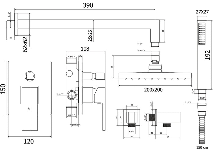 KIT DOCCIA KYRA 1 CROMO- Cromo- DH- pezzi 1