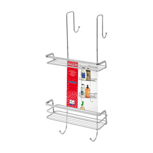 MENSOLA RETTANGOLARE 2 RIPIANI  CON GANCIO DOCCIA- Cromo-Lucido- FERID- pezzi 1
