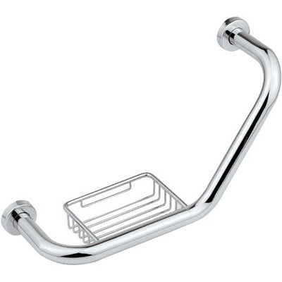 MANIGLIONE VASCA IN OTTONE CON PORTASAPONE L. 430 MM- Cromo- RERU- pezzi 1