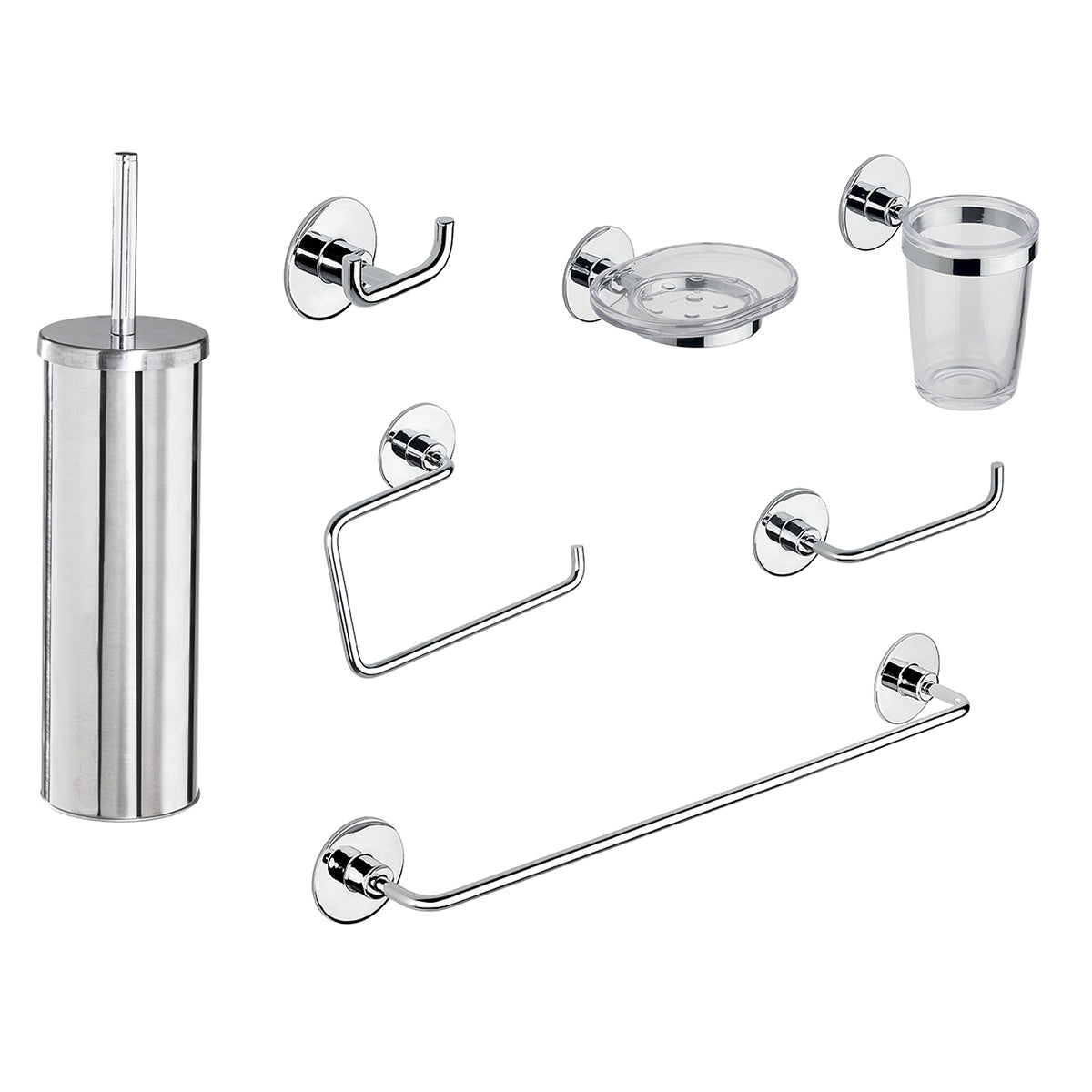 SET ACCESSORI BAGNO WIND BIADESIVO + VITE- Cromo- METAF- pezzi 1
