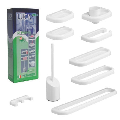 KIT ACCESSORI BAGNO SERIE LUCA MOD.NEW 9 PZ- Bianco- METAF- pezzi 1