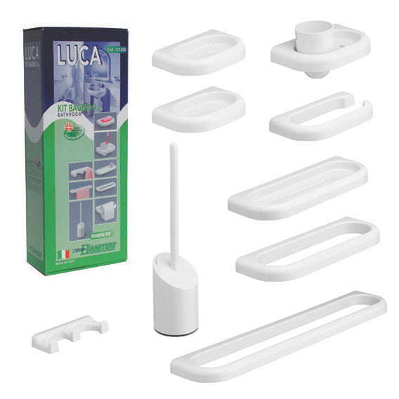 KIT ACCESSORI BAGNO SERIE LUCA MOD.NEW 9 PZ- Bianco- METAF- pezzi 1