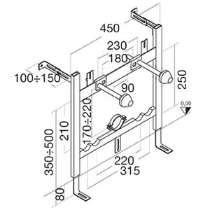 TELAIO STAFFA BIDET SOSPESO PER PARETI IN MURATURA- PUCCI- pezzi 1