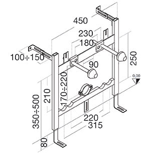 TELAIO STAFFA BIDET SOSPESO PER PARETI IN MURATURA- PUCCI- pezzi 1