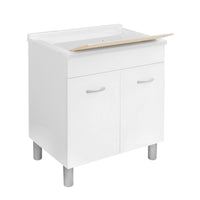 LAVATOIO CON MOBILE IN NOBILITATO E TAVOLA IN LEGNO- L cm. 80 x P cm. 50- DH- pezzi 1