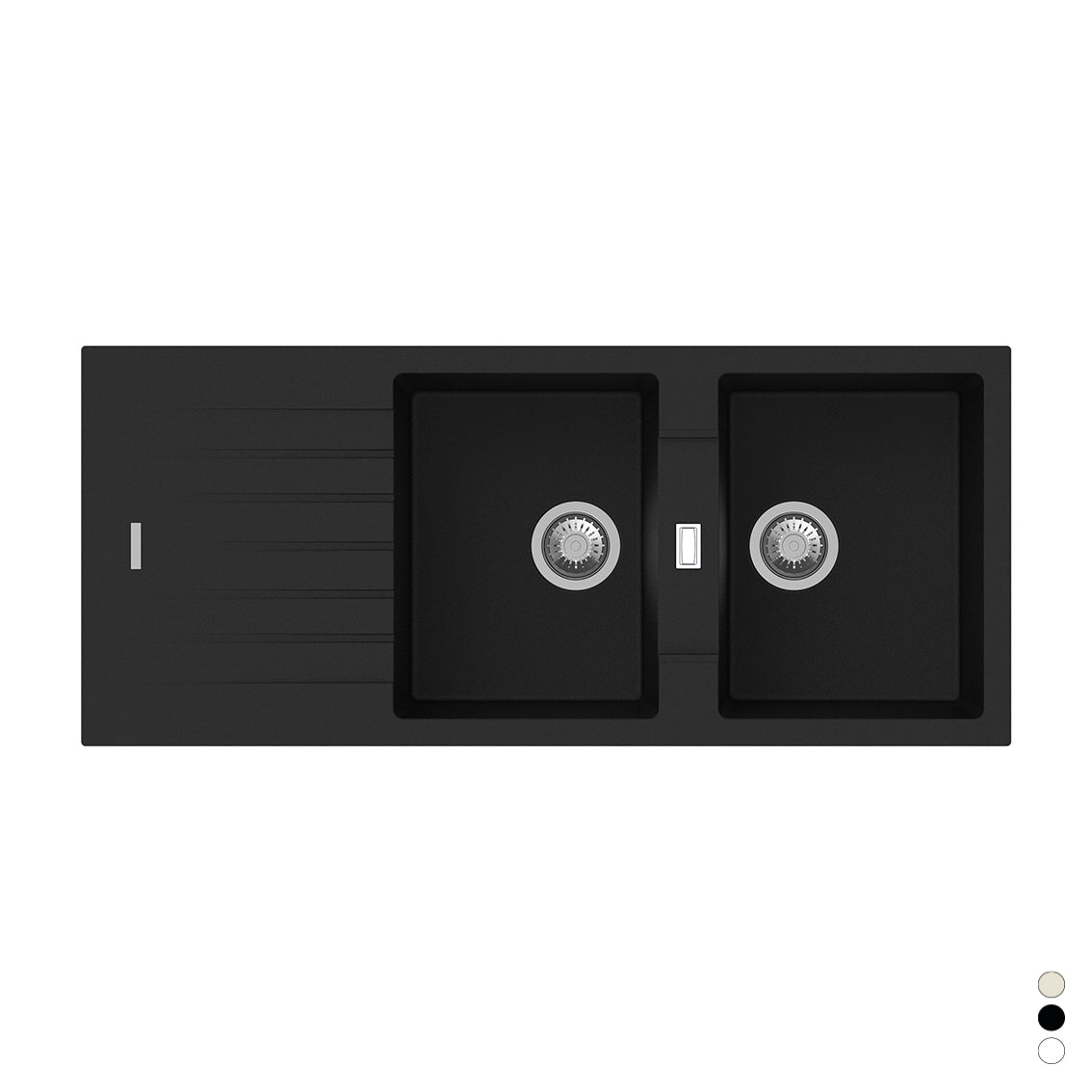 LAVELLO SINTETICO DA INCASSO 2 VASCHE CM 116- Nero- APELL- pezzi 1