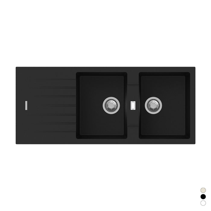 LAVELLO SINTETICO DA INCASSO 2 VASCHE CM 116- Nero- APELL- pezzi 1