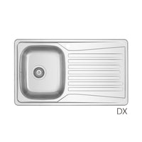 LAVELLO INCASSO IN ACCIAIO INOX MOD. LS02 CM 86x50- cm. 86 gocciolatoio sx- DH- pezzi 1