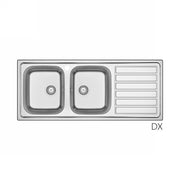 LAVELLO INCASSO IN ACCIAIO INOX MOD. LS03 CM 120X50- cm. 120 gocciolatoio dx- DH- pezzi 1