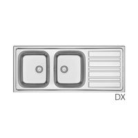 LAVELLO INCASSO IN ACCIAIO INOX MOD. LS06 CM 120X50- cm. 120 gocciolatoio dx- DH- pezzi 1