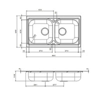 LAVELLO INCASSO ACCIAIO INOX 2 VASCHE CM 86- cm 86- APELL- pezzi 1