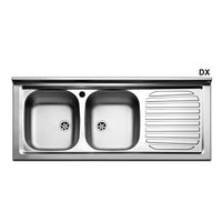 LAVELLO APPOGGIO IN ACCIAIO INOX CON 2 VASCHETTE- cm 120 gocciolatoio dx- APELL- pezzi 1