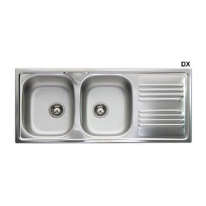 LAVELLO INCASSO IN ACCIAIO INOX CON 2 VASCHE- cm 116 gocciolatoio sx- APELL- pezzi 1