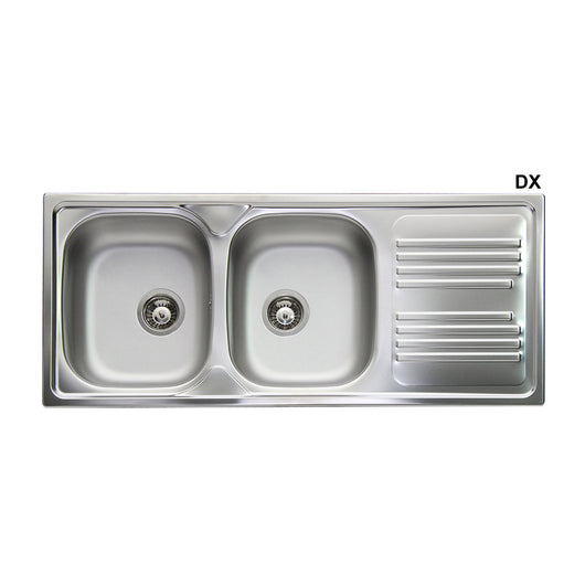 LAVELLO INCASSO IN ACCIAIO INOX CON 2 VASCHE- cm 116 gocciolatoio sx- APELL- pezzi 1