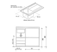MOBILE IN LEGNO CON LAVATOIO + COPRILAVATRICE MOD. IDEX- 60 x 109 x H.89 cm Vasca a Dx- DH- pezzi 1