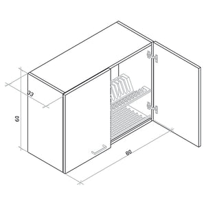 SCOLAPIATTI MOD. PRATIKA- cm. 80 x 33 Bianco- DH- pezzi 1