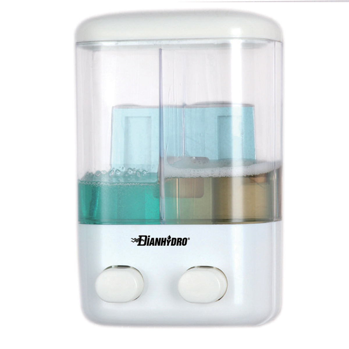 DISPENSER DI SAPONE LIQUIDO A PARETE DUE VANI- Lt 0.48 x 2  - H. 220 mm- DH- pezzi 1