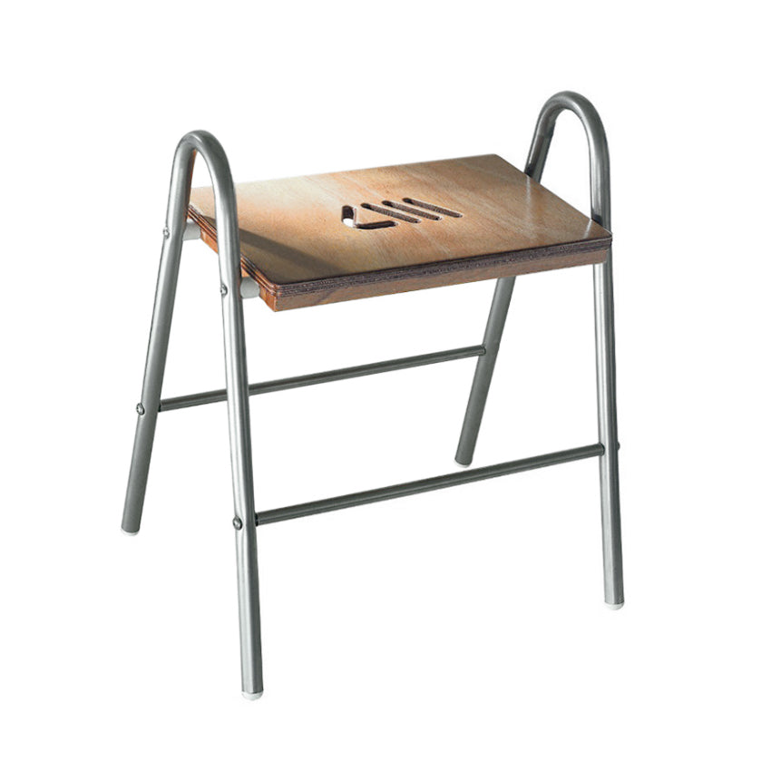 SGABELLO DA BAGNO IN LEGNO E STRUTTURA IN ACCIAIO CROMATO- DH- pezzi 1