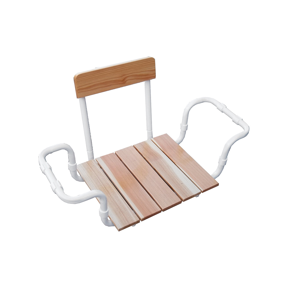 SEDILE PER VASCA REGOLABILE LARICE CON SCHIENALE TELAIO BIANCO- Larice - Bianco- DH- pezzi 1