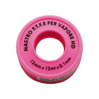 NASTRO PTFE TEFLON PER VAPORE ROSA- H. 12 mm x 12 m x 0,1 mm- DH- pezzi 1