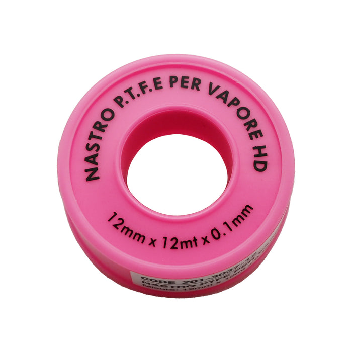 NASTRO PTFE TEFLON PER VAPORE ROSA- H. 12 mm x 12 m x 0,1 mm- DH- pezzi 1