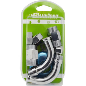 2 PZ CURVETTE SOTTOLAVABO A 90  ° COMPLETA BLISTER- pz. 2 - 1/2 x 3/8 Diam. 10- FAIDF- pezzi 1