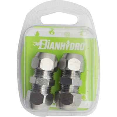 2 PZ RACCORDI DIRITTI DOPPI CON DADI CONICI CROMATI BLISTER- pz.2 x (1/2x1/2) Diam.12- FAIDF- pezzi 1