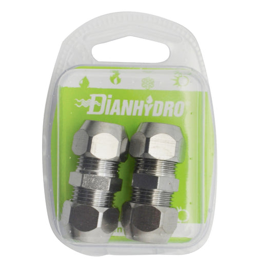 2 PZ RACCORDI DIRITTI DOPPI CON DADI CONICI CROMATI BLISTER- pz.2 x (1/2x1/2) Diam.12- FAIDF- pezzi 1