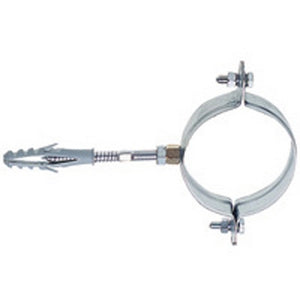 COLLARE TONDO ACCIAIO ZINC. C/PERNO E TASSELLO P/FISSAGGIO TUBI PLUV.- 100 mm.- OTER- pezzi 1